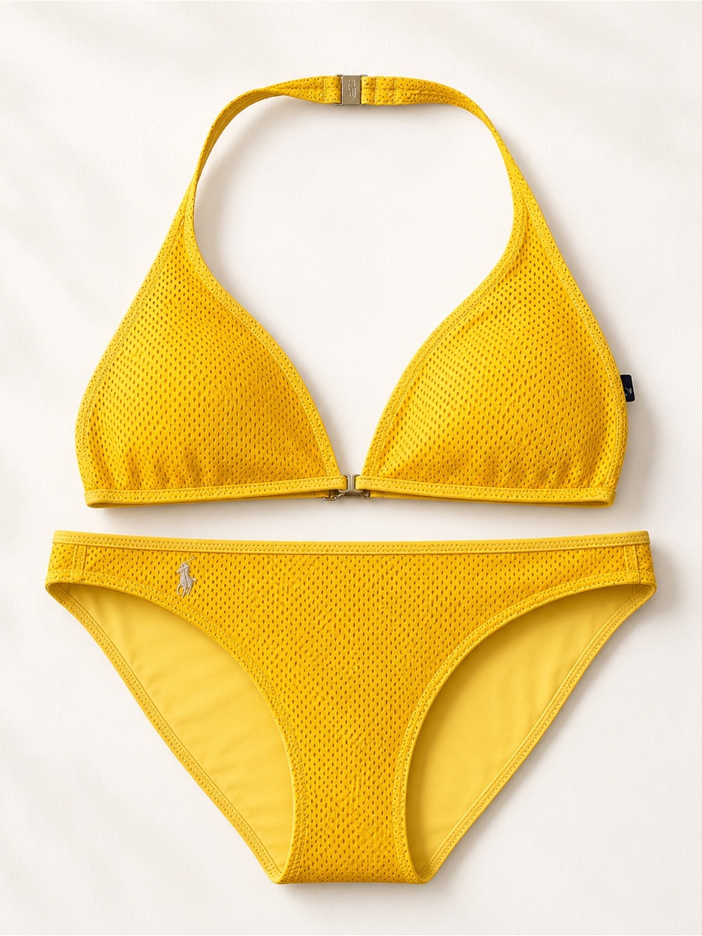 RALPH LAUREN vintage Yellow halter mesh bikini set size L